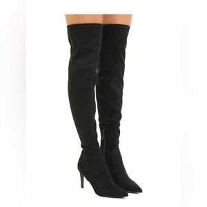 Kendall & Kylie Elegant Black Over the Knee Boots